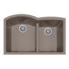 SiOStone Granite Undermount 60/40 Rounded Offset Double Bowl Kitchen Sink