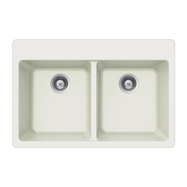 SiOStone Topmount 50/50 Double Bowl (SIO-3322DT-WH)